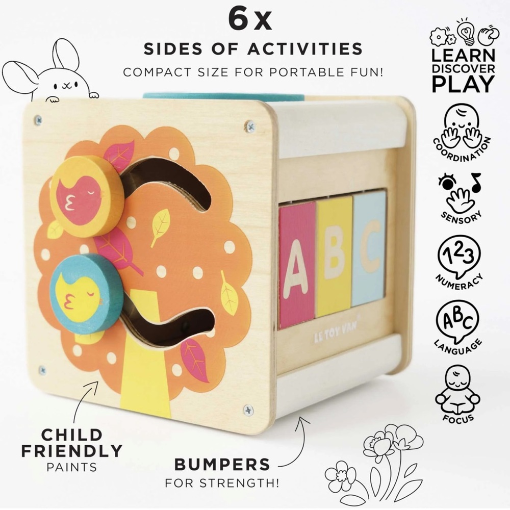 Le Toy Van Wood toy Square Multi-sensory Petit Activity Cube